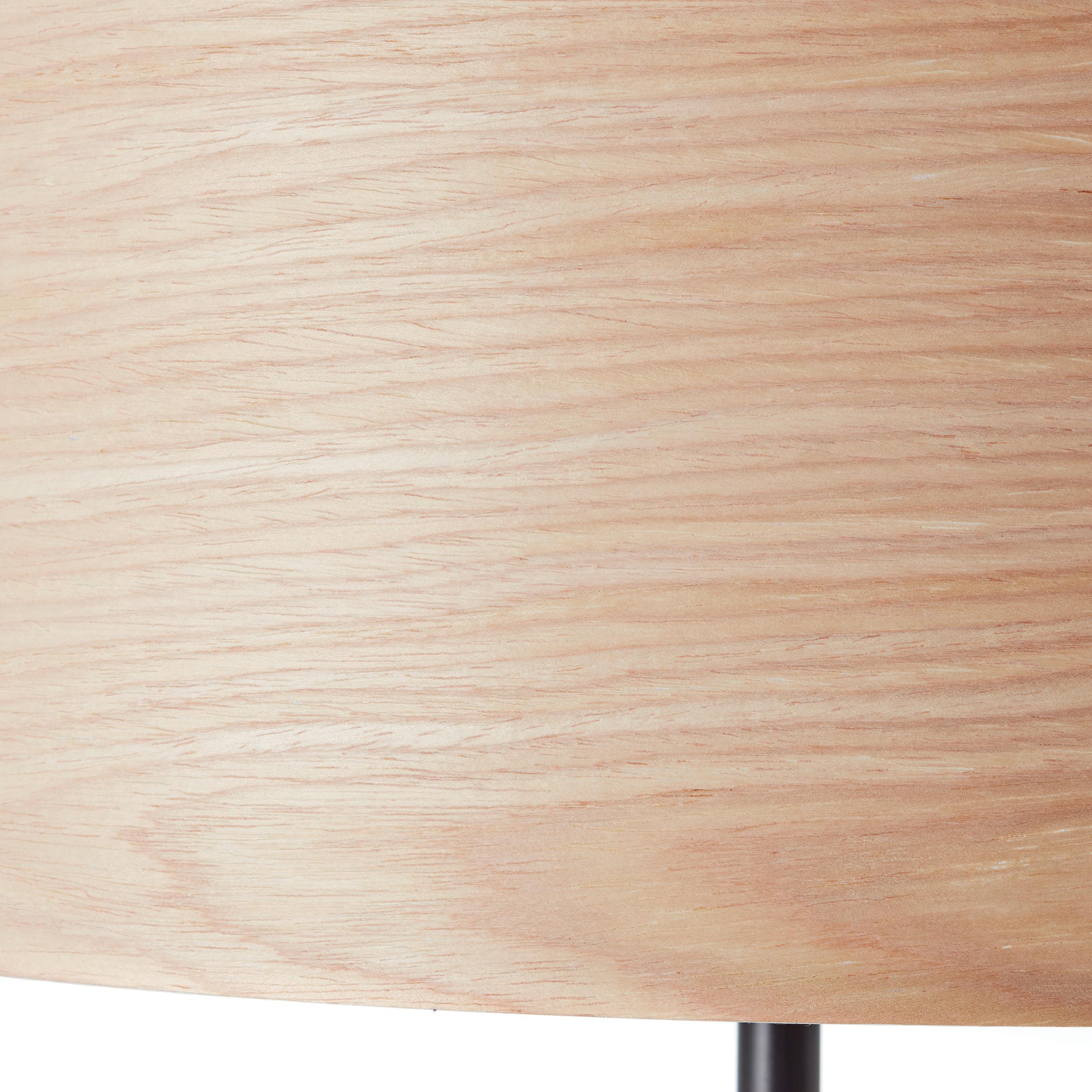 Stehlampe Holz Romm Hellbraun/Schwarz, Fußschalter - Hellbraun/Schwarz, Basics, Holz/Metall (38/161cm) - Brilliant