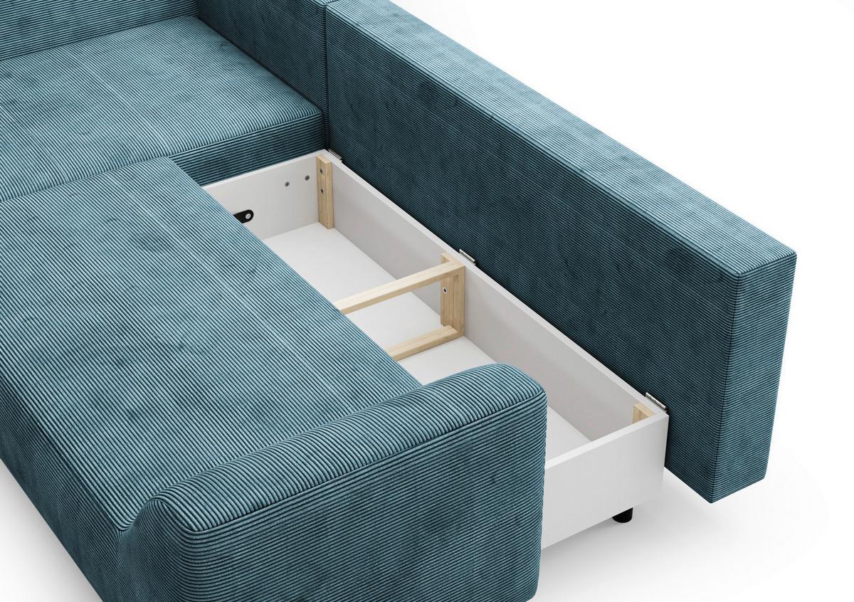 Eckschlafsofa Asolo Mintgrün S: 167x273 cm - Schwarz/Mintgrün, Design, Textil (167/273cm) - MID.YOU