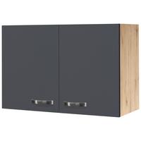 Küchenoberschrank Shadow 80cm Grau/eiche Dekor 2 Drehtüren - Dunkelgrau/Eiche San Remo, MODERN, Holzwerkstoff (80/54/32cm)