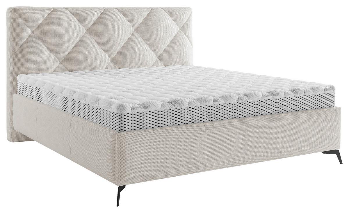Čalúnená posteľ BIANCO 180x200, krémová - čierna/bronzová, Modern, kov/drevo (180/200cm)