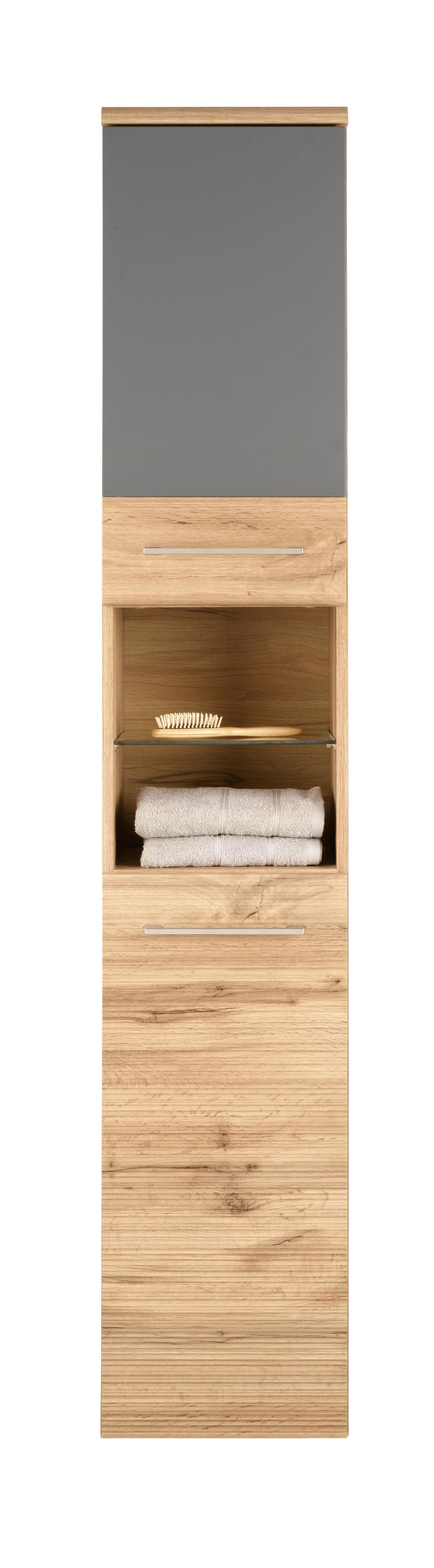 VYSOKÁ SKŘÍŇ FLOAT -EXKLUSIV- - barvy dubu/barvy chromu, Moderní, kov/kompozitní dřevo (35/194/33cm) - Premium Living