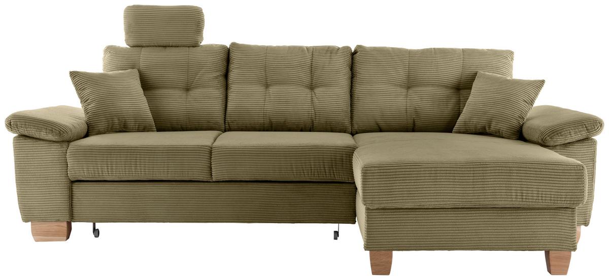 Ecksofa Brizzini Olivgrün S: 270x176 Cm - Naturfarben/Olivgrün, MODERN, Textil (270/176cm) - Livetastic