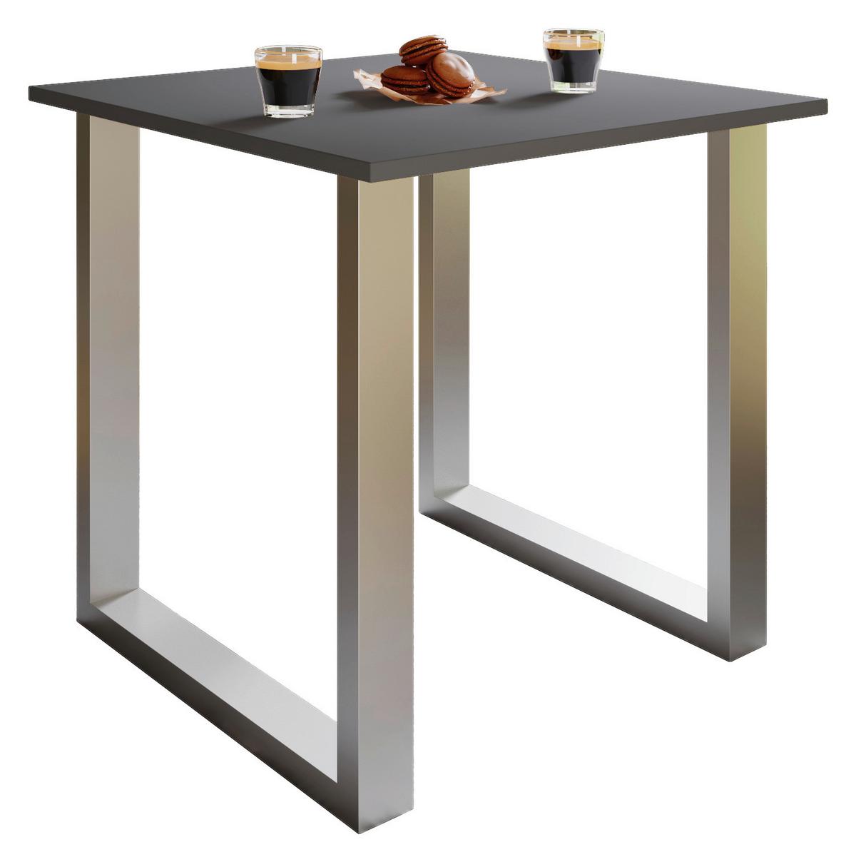 Esstisch Xona Anthrazit/silberfarben - Anthrazit/Silberfarben, Design, Holzwerkstoff/Metall (80/80/76cm) - MID.YOU