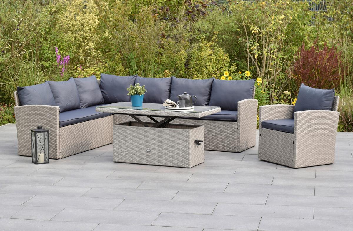 Gartenmöbel Set 4-Tlg Chicago Metall/Kunststoff mit Kissen - Anthrazit/Grau, MODERN, Kunststoff/Metall - Gardenson
