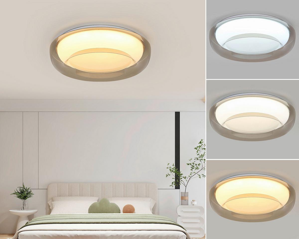 LED-Deckenleuchte Lejla Ø 50 cm - Transparent/Weiß, MODERN, Kunststoff/Metall (38/10cm) - Luca Bessoni