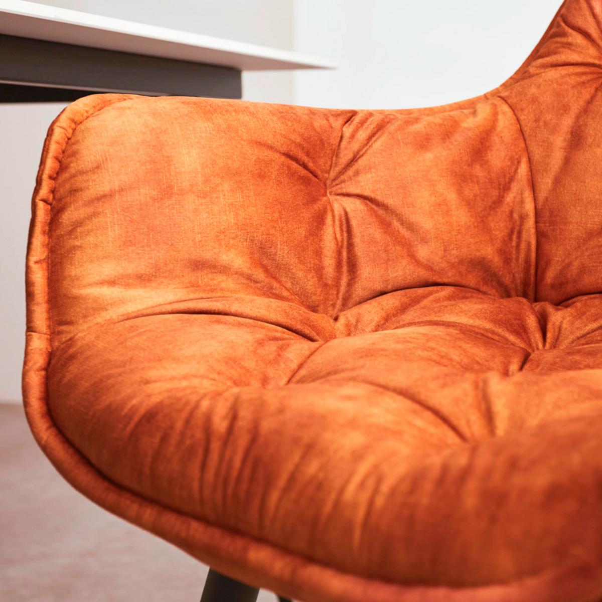 Armlehnstuhl-Set Alan Cognac B: 54 cm - Cognac/Schwarz, MODERN, Textil/Metall (54/86/53cm) - MID.YOU