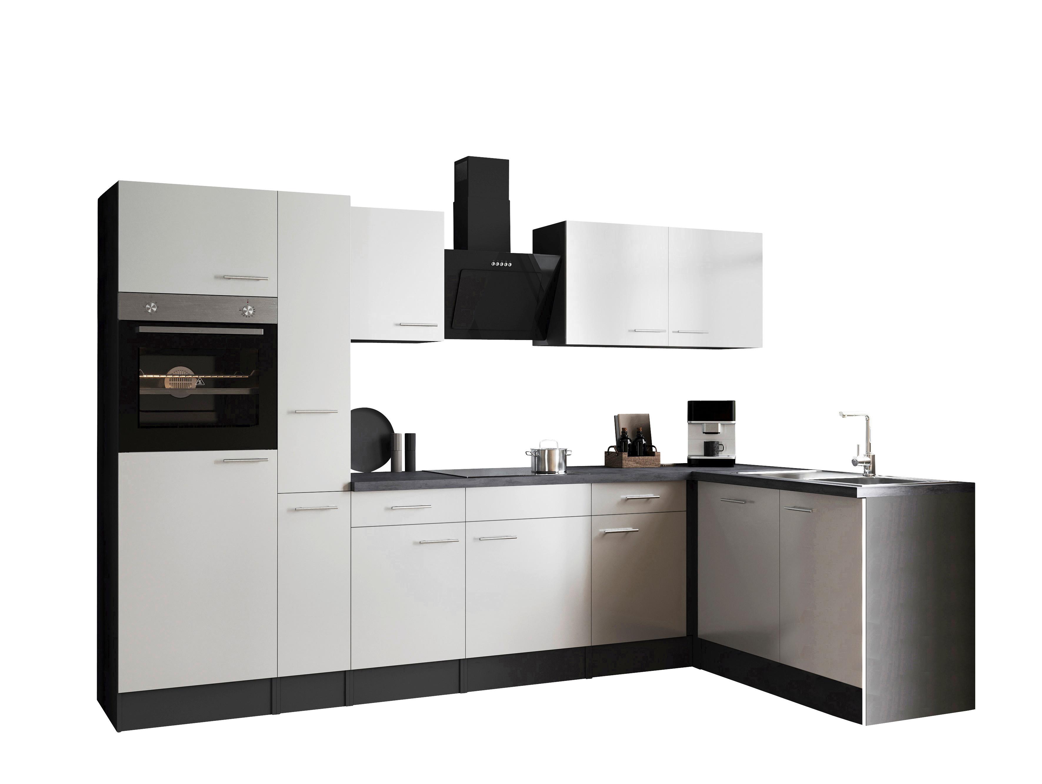 Eckküche Oliver Grau, Weiß S: 310x172cm - Weiß/Grau, Design, Holzwerkstoff (310/172cm) - Respekta