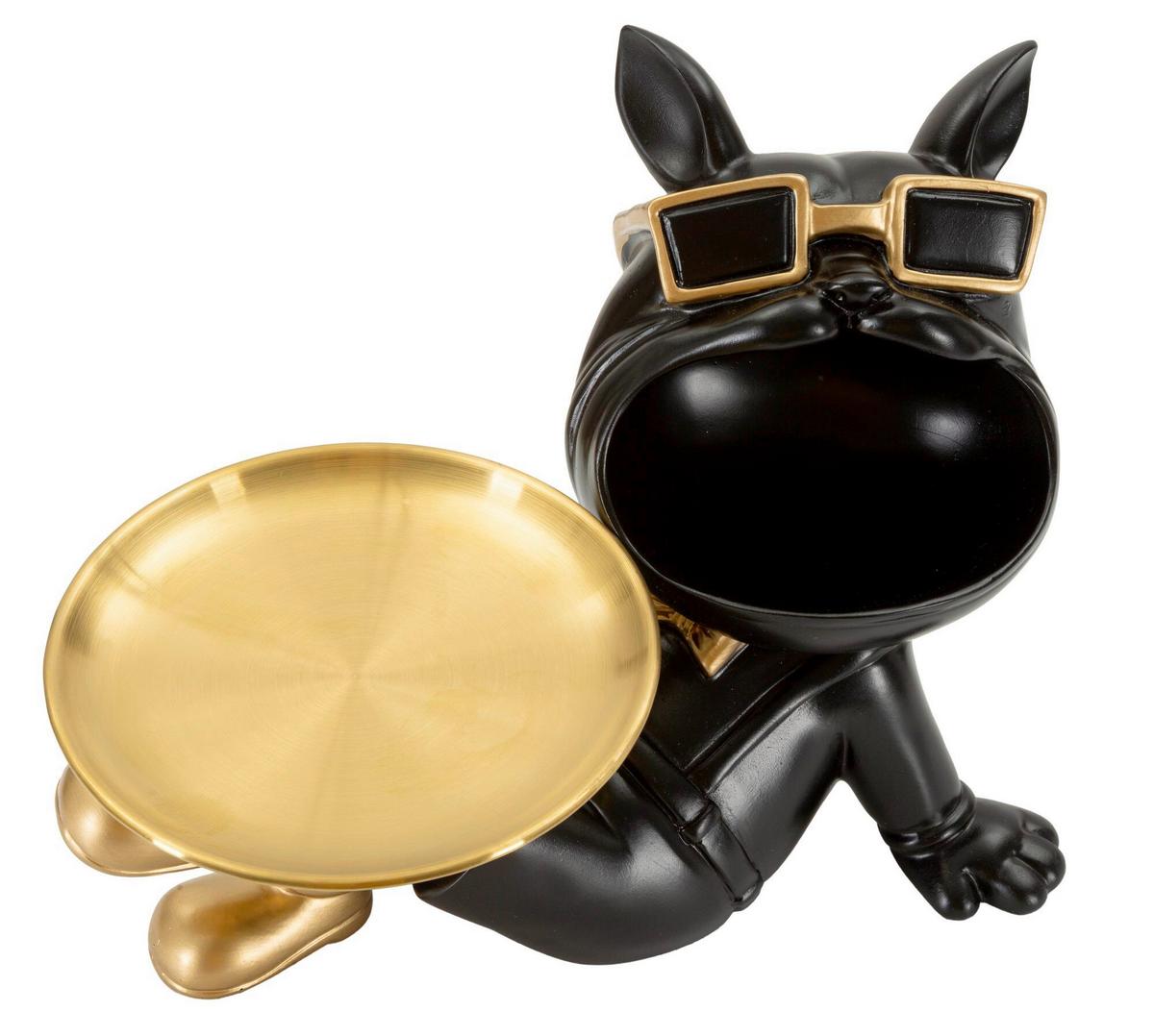 Skulptur Gold/schwarz,kunststoff/metall - Basics, Kunststoff/Metall (27/18.5/17cm)