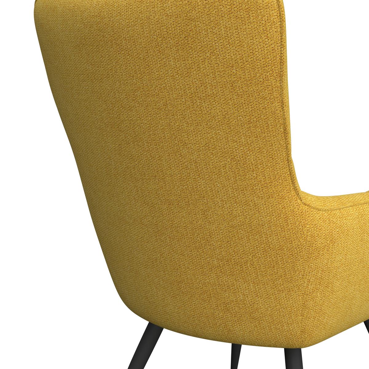 Ohrensessel Hanoi Webstoff gelb, B: 71 cm - Gelb/Schwarz, MODERN, Textil/Metall (71/98/83cm)
