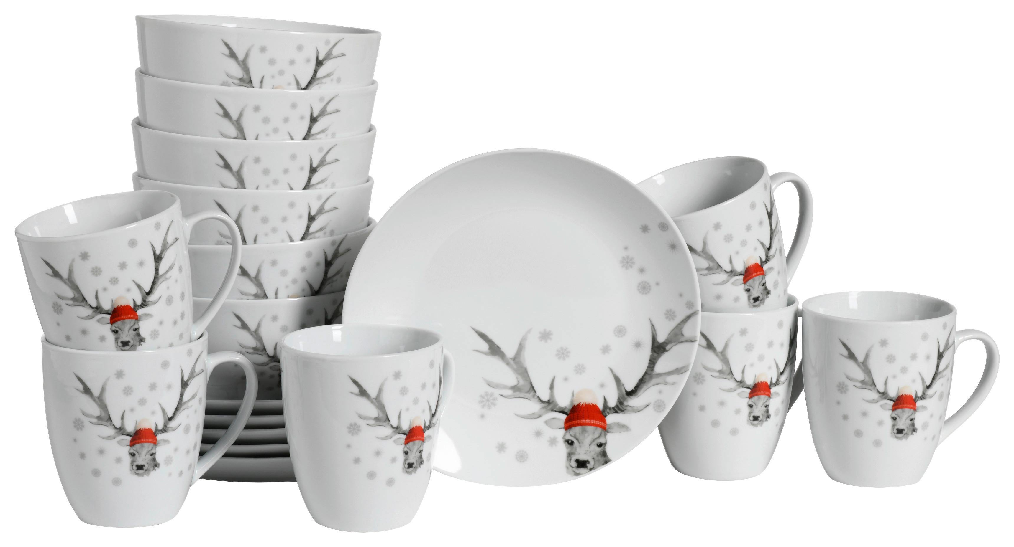 Kombiservice Luna Hirsch 18--Teilig. Weiß - Weiß, Basics, Keramik - Creatable