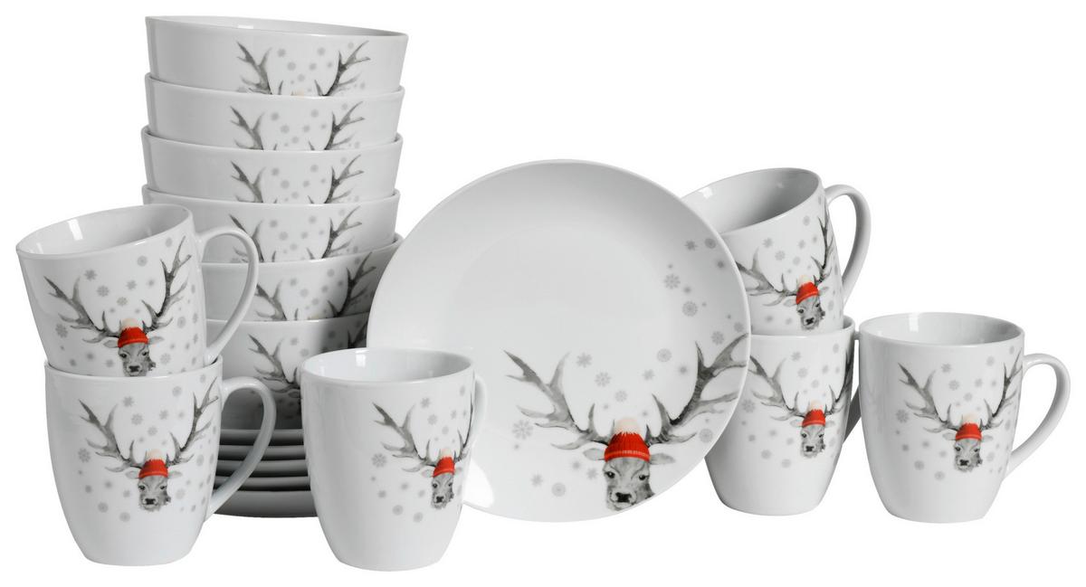 Kombiservice Luna Hirsch 18--Teilig. Weiß - Weiß, Basics, Keramik - Creatable
