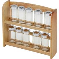Gewürzregal Holz Gisela inkl. 10 Gläser BxH: 28,5x26 cm - Silberfarben/Naturfarben, KONVENTIONELL, Glas/Holz (28,5/26/7,3cm) - James Wood