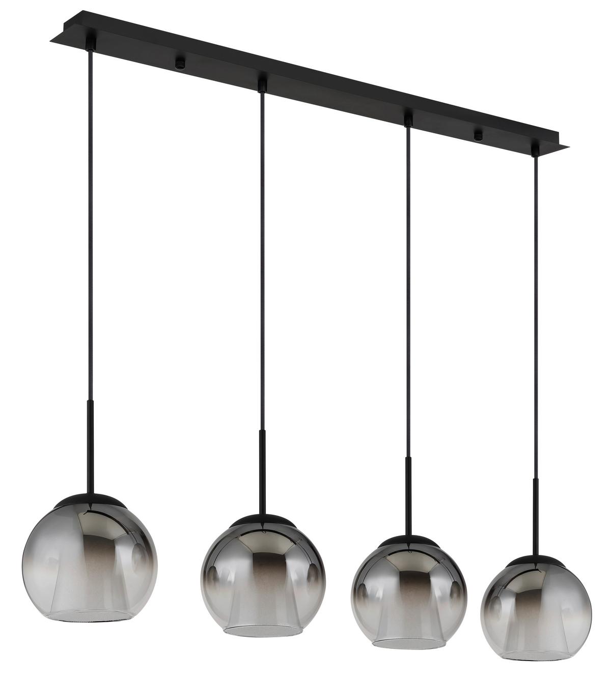 Hängeleuchte Barry Grau Klar Schwarz L: 100 cm - Klar/Schwarz, Basics, Glas/Textil (100/18/120cm) - Globo