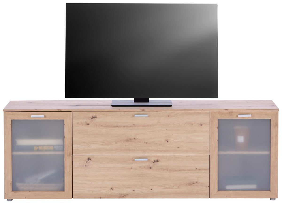 Tv-lowboard Xeno B: 180 Cm Eiche Artisan - Eiche Artisan, MODERN, Glas/Holzwerkstoff (180/62/37cm)