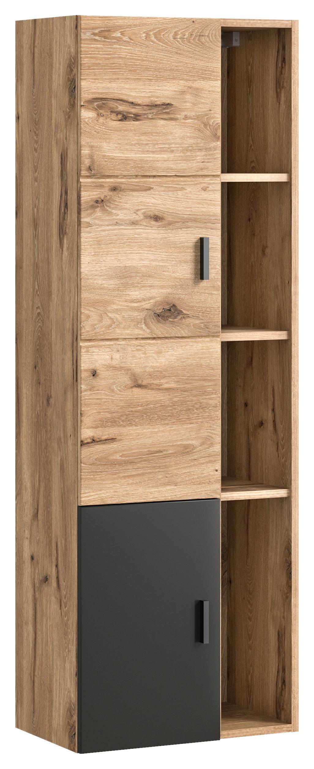 Midischrank Grado Eiche Dekor/Grau - Eichefarben/Grau, MODERN, Holzwerkstoff (48/144/35cm) - MID.YOU