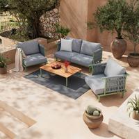 Loungegarnitur Daytona - Alufarben/Naturfarben, MODERN, Holz/Kunststoff - Beldano