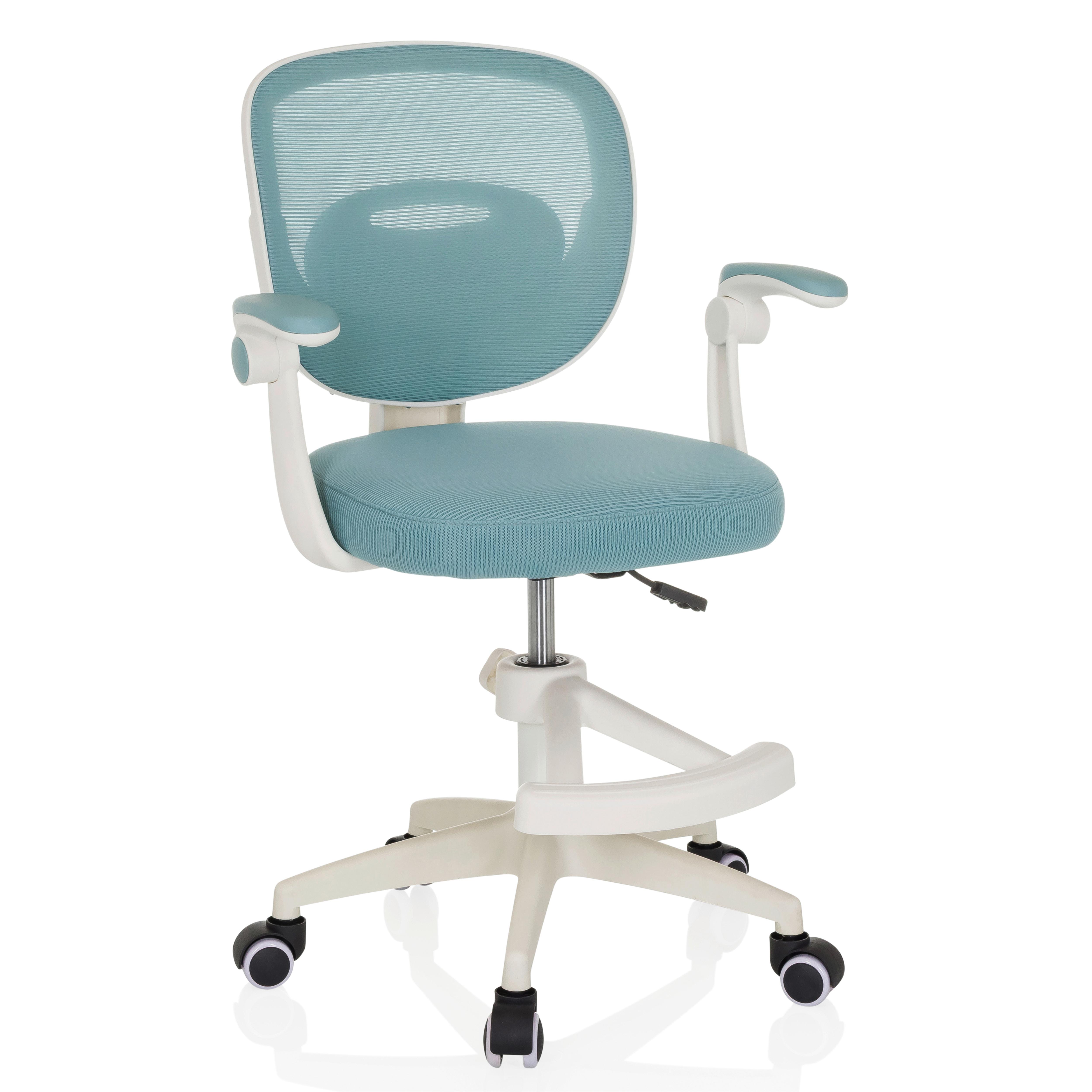 Jugenddrehstuhl Kiddy Smart Aqua B: 61 cm - Weiß, MODERN, Kunststoff/Textil (61/84-97/55cm) - MID.YOU