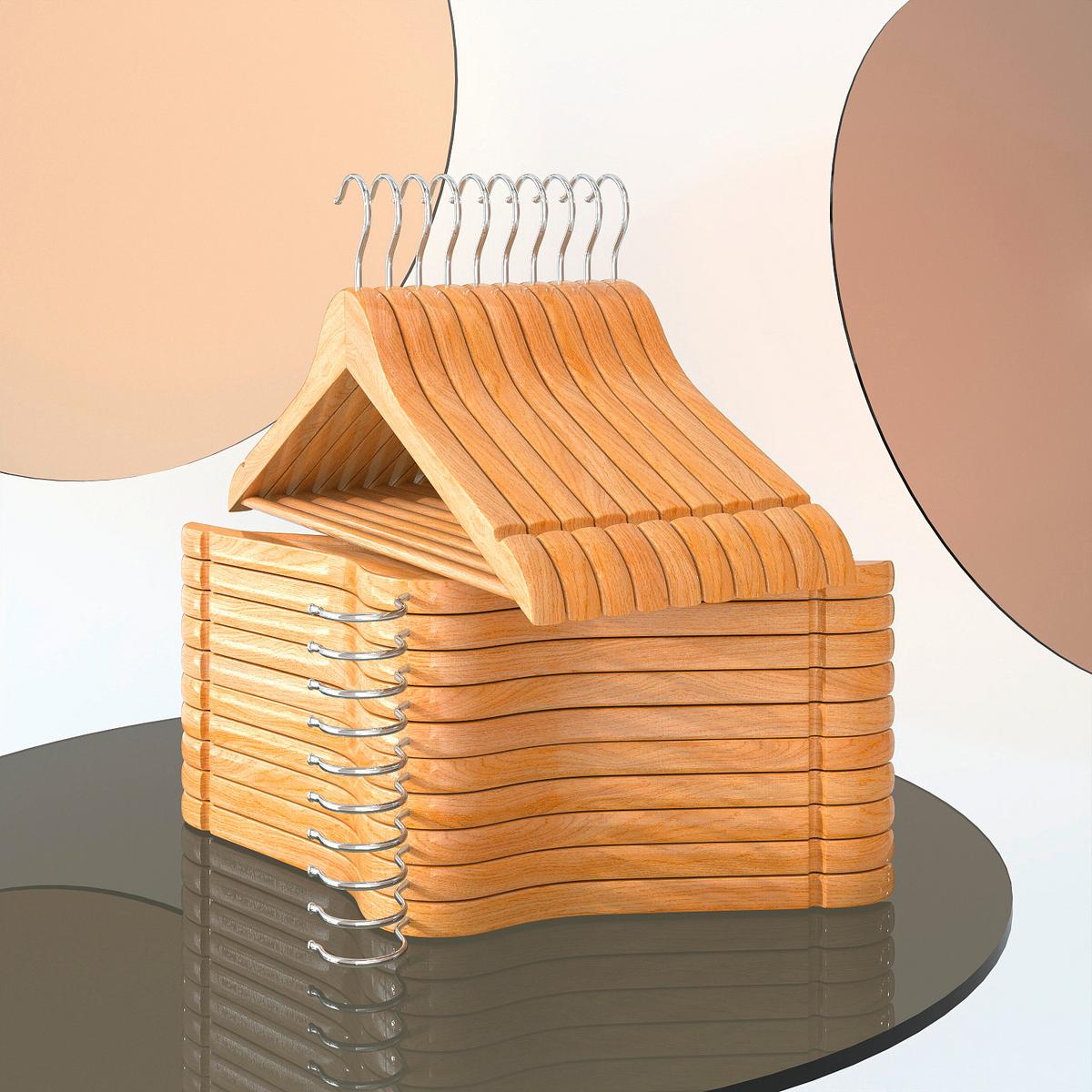 Kleiderbügelset Birkefarben B: 44,5 Cm - Birkefarben, Basics, Holz (44.5/23/1.2cm)