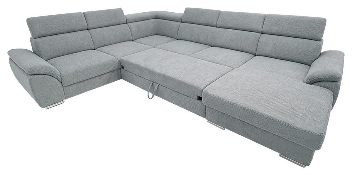 Ülőgarnitúra Bologna U - szürke, Modern, textil/fa (206/95/350cm)