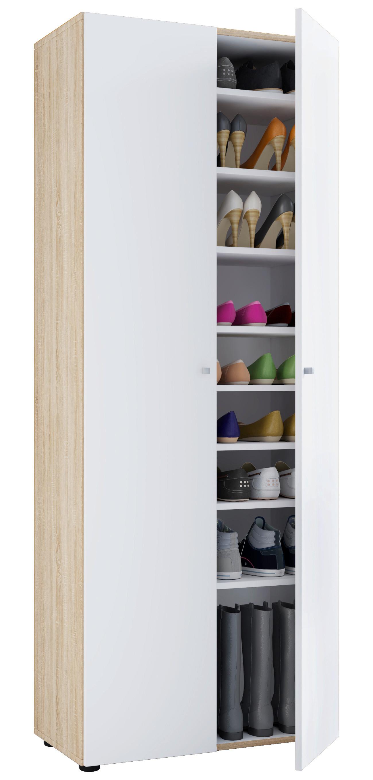 Schuhschrank Vandol Weiß/Eiche Dekor B: 71 cm - Eichefarben/Schwarz, Design, Holzwerkstoff (71/180/39cm) - MID.YOU