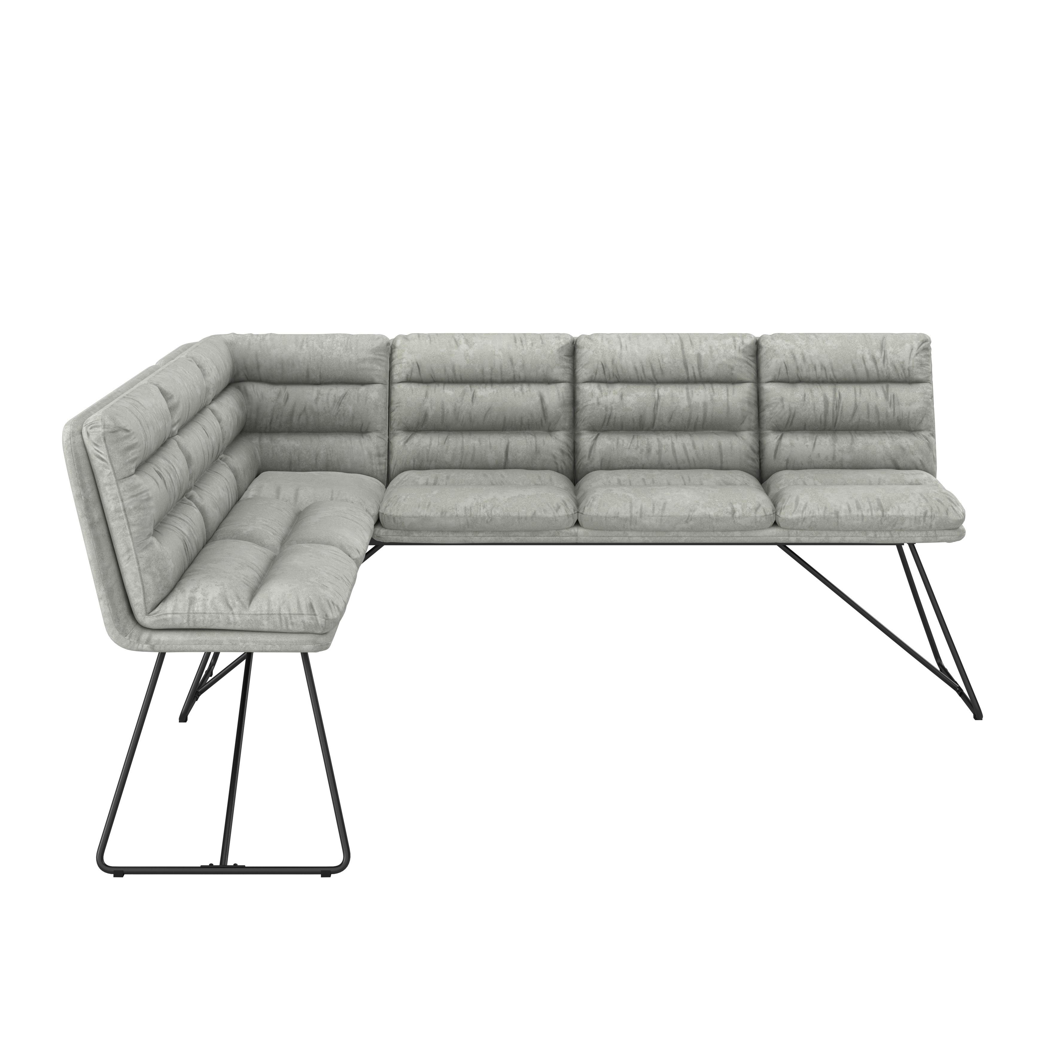 ROHOVÁ LAVICE KONA - černá/světle šedá, Moderní, kov/dřevo (135/180cm) - Bessagi Home