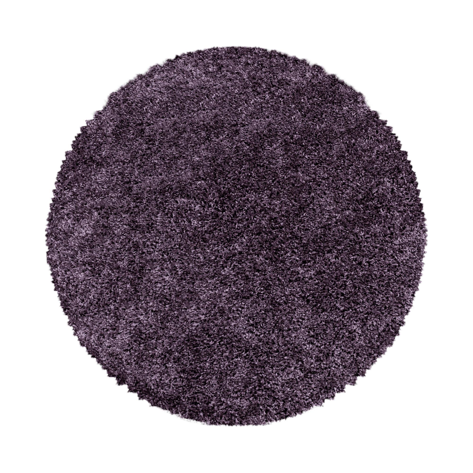 Hochflor Teppich Violett Naturfaser Sydney Ø 120 cm - Violett, Basics, Textil (120cm)