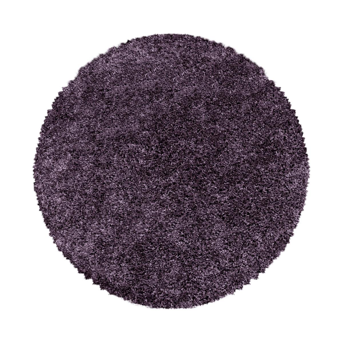 Hochflor Teppich Violett Naturfaser Sydney Ø 200 cm - Violett, Basics, Textil (200cm)