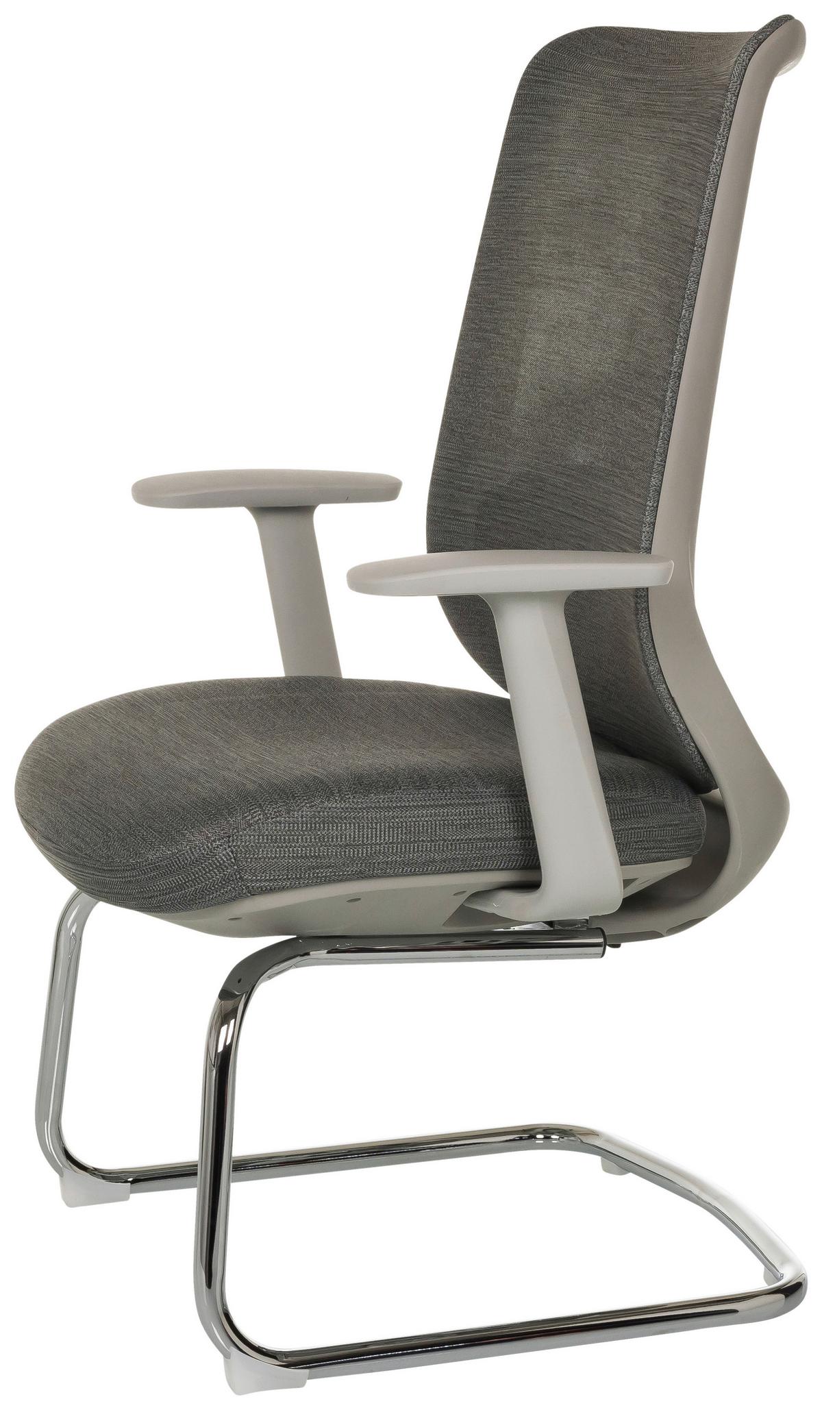 BESUCHERSTUHL Mileston Grau B: 67cm - Silberfarben/Grau, MODERN, Kunststoff/Textil (67/99/60cm) - MID.YOU