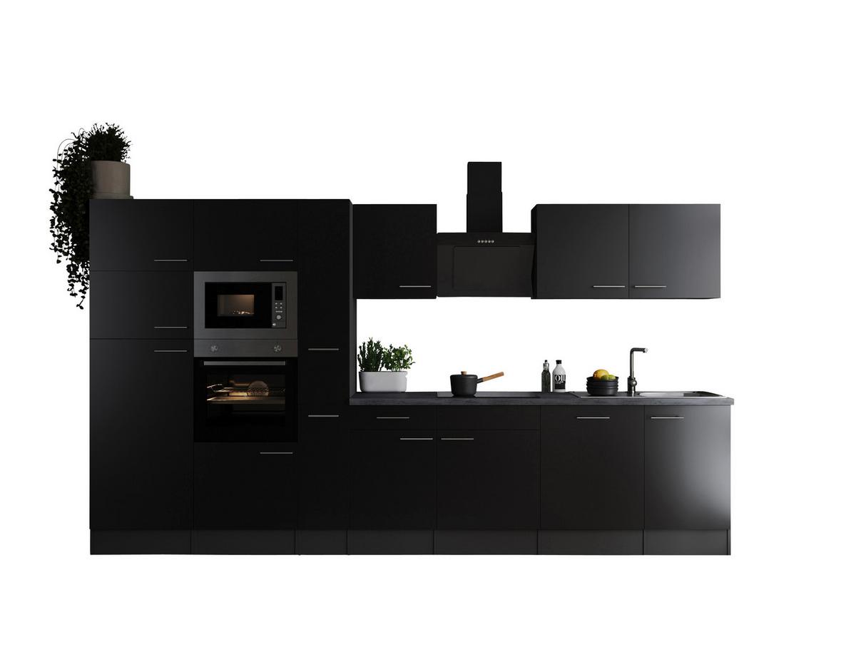 Küchenblock Oliver Grau, Schwarz B: 370 cm - Schwarz/Grau, Design, Holzwerkstoff (370cm) - Respekta