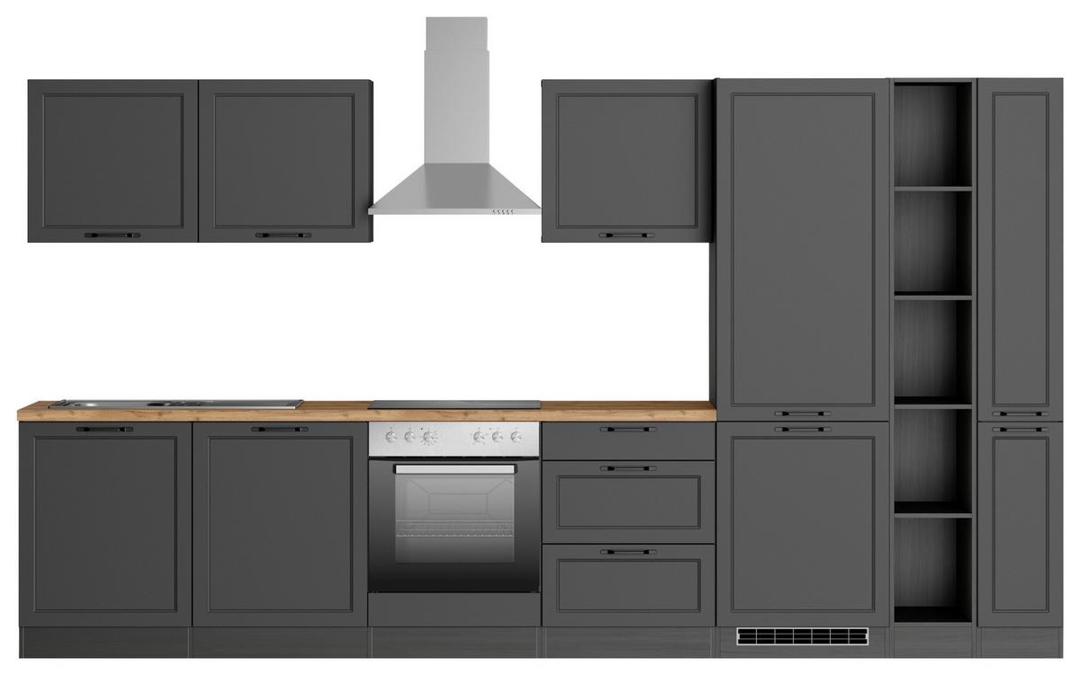 Küchenzeile Meran Mit Geräten B: 360 Cm Grau/eiche Dekor - Eiche Wotan/Grau, LIFESTYLE, Holzwerkstoff (360cm) - Held