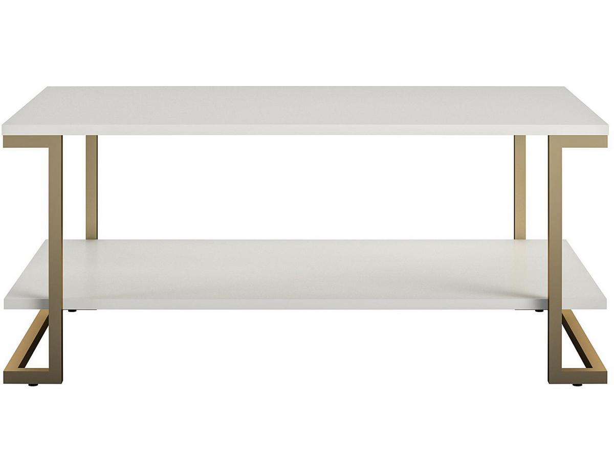 Couchtisch Camila Mit Ablagefach Weiß - Bronzefarben/Weiß, Design, Holzwerkstoff/Metall (106/46/60cm) - MID.YOU