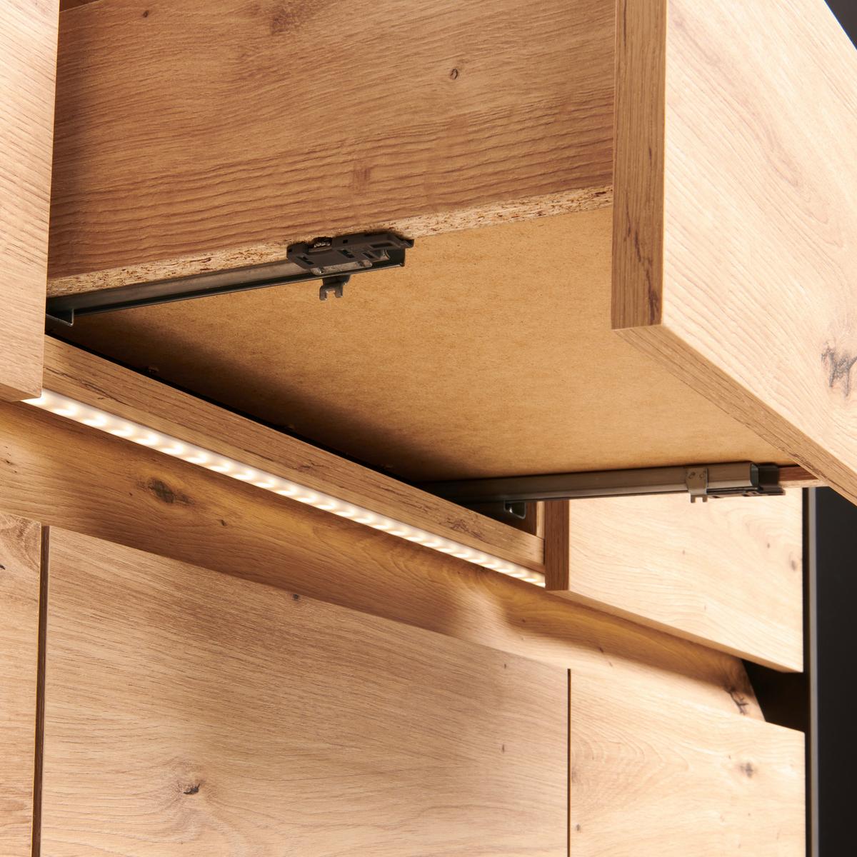 Garderoben-Set Welcome Eiche Dekor/Schwarz 3 -Teilig. - Eichefarben/Schwarz, MODERN, Holzwerkstoff (190,9/200,7/38cm)