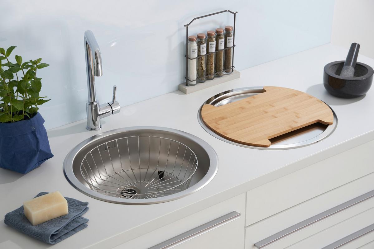 Spüle Respekta Rundbeckenset - Edelstahlfarben, Trend, Metall (44,6/17cm) - Respekta