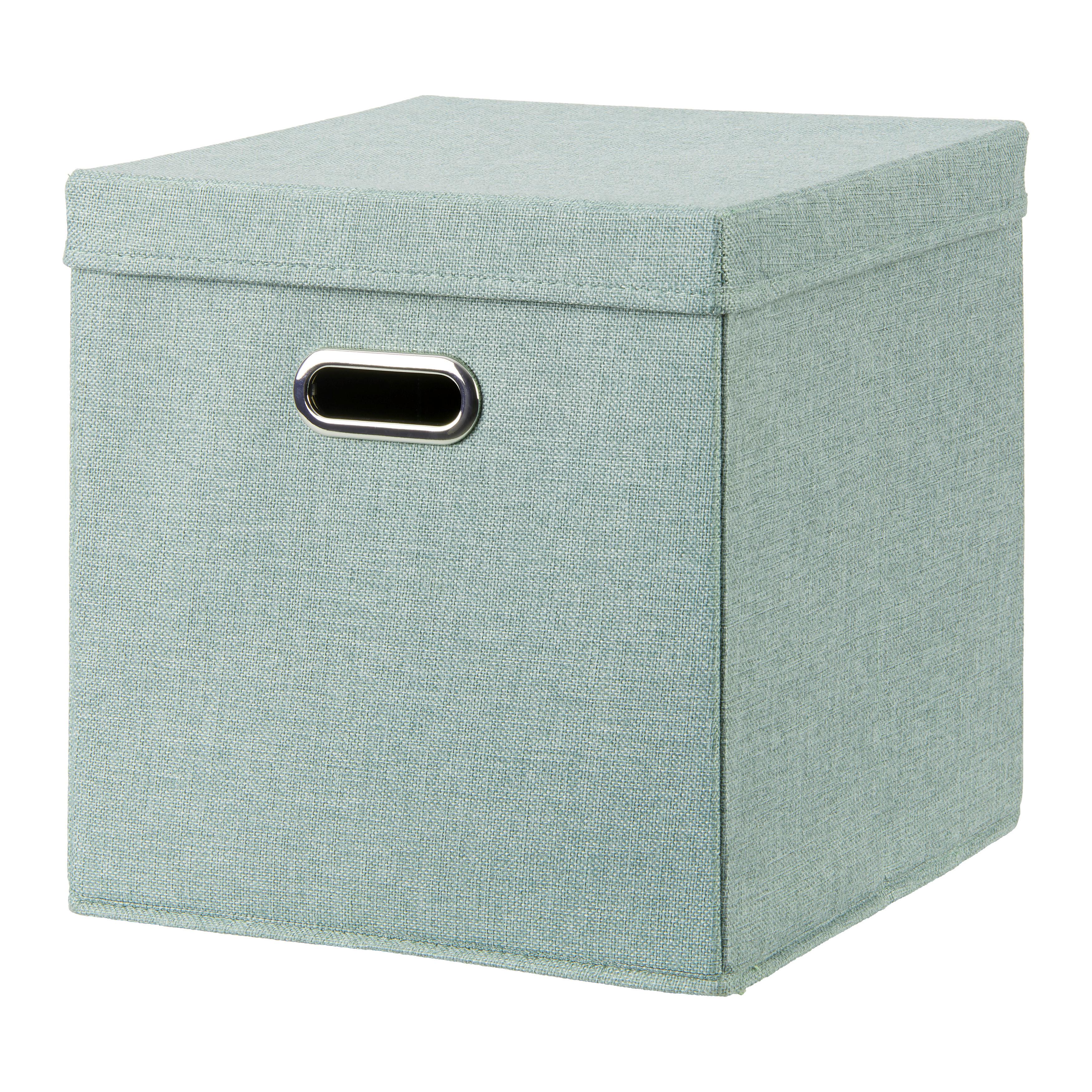 Skládací krabice BOBBY S VÍKEM - zelená, Moderní, karton/textil (33/33/33cm) - Mömax