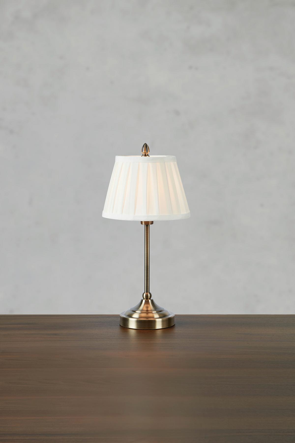 Tischleuchte Markslöjd Oxford 1l Small - Messingfarben/Weiß, Design, Textil/Metall (20/38,5cm) - Markslöjd