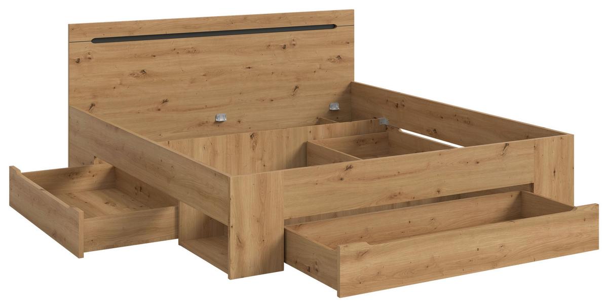 Bett Canu Grau /Eiche Artisan Dekor 180x200cm - Eiche Artisan/Grau, MODERN, Holzwerkstoff (180/200cm) - MID.YOU