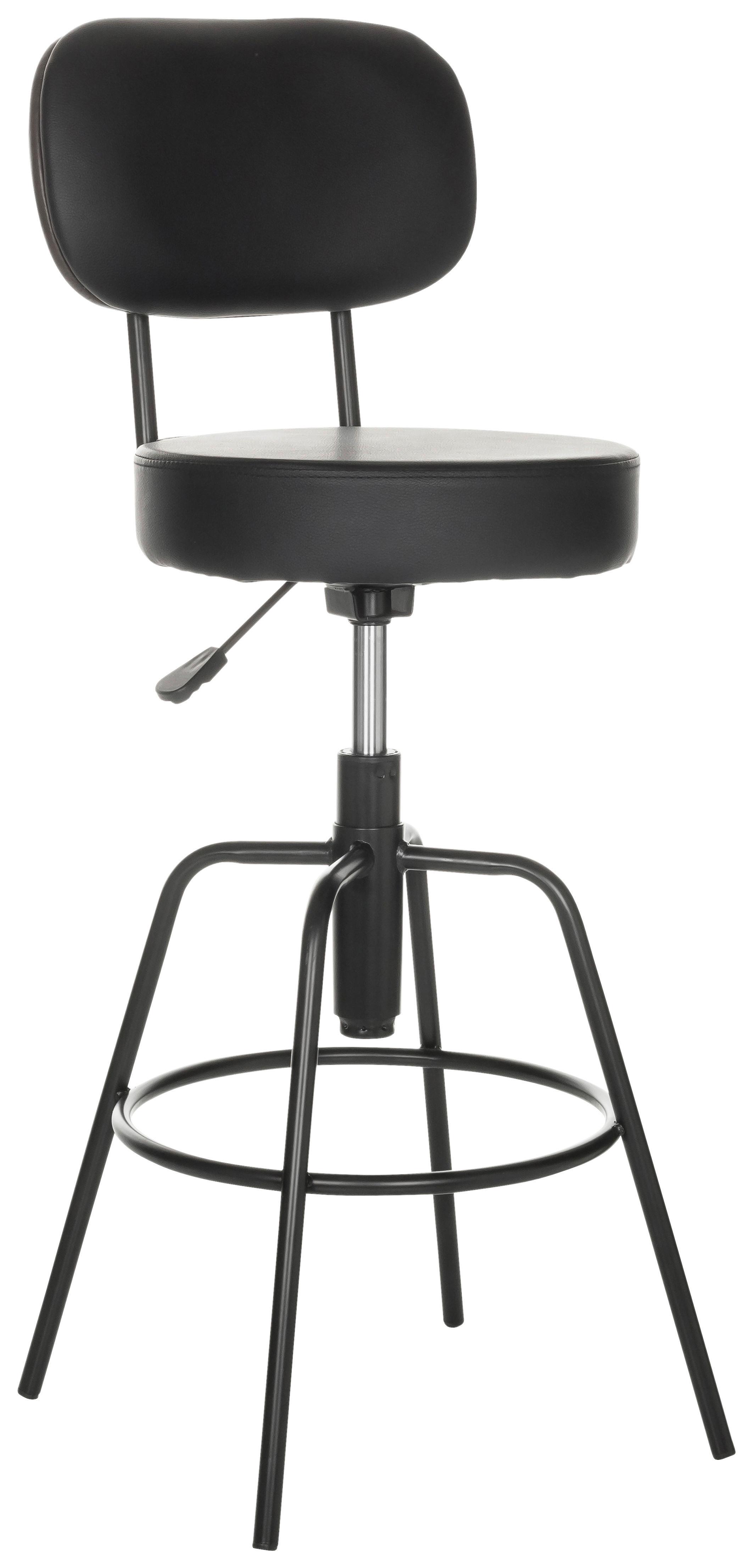 Barhocker Disc High - Schwarz, Basics, Leder/Metall (43/103-113/43cm) - MID.YOU