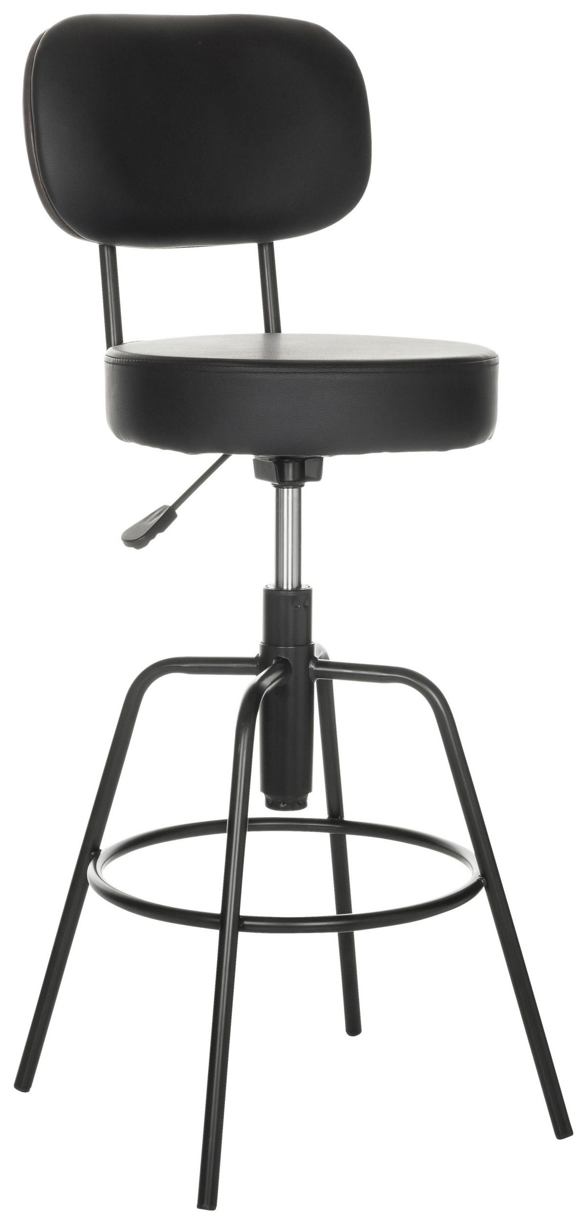 Barhocker Disc High - Schwarz, Basics, Leder/Metall (43/103-113/43cm) - MID.YOU