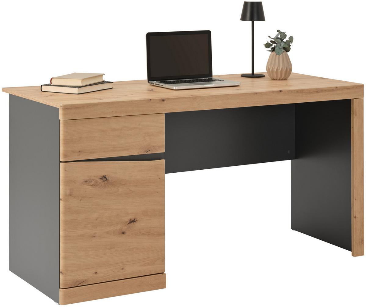 Schreibtisch Turino B: 140 Cm Artisan Eiche Dekor/anthrazit - Anthrazit/Eiche Artisan, MODERN, Holzwerkstoff (140/76,5/59,9cm)