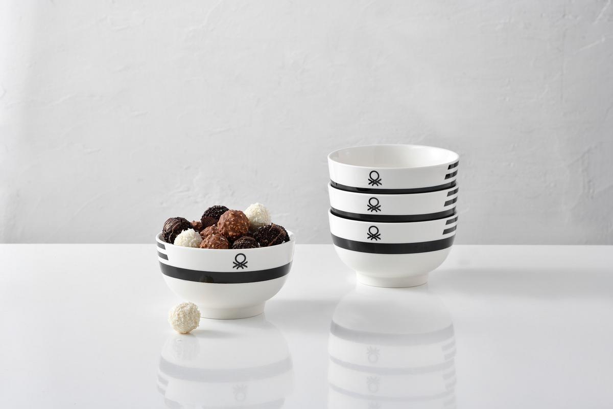 Müslischalen-Set Black & White 4-teilig - Schwarz/Weiß, Basics, Keramik (15/14,7/19,2cm) - Benetton