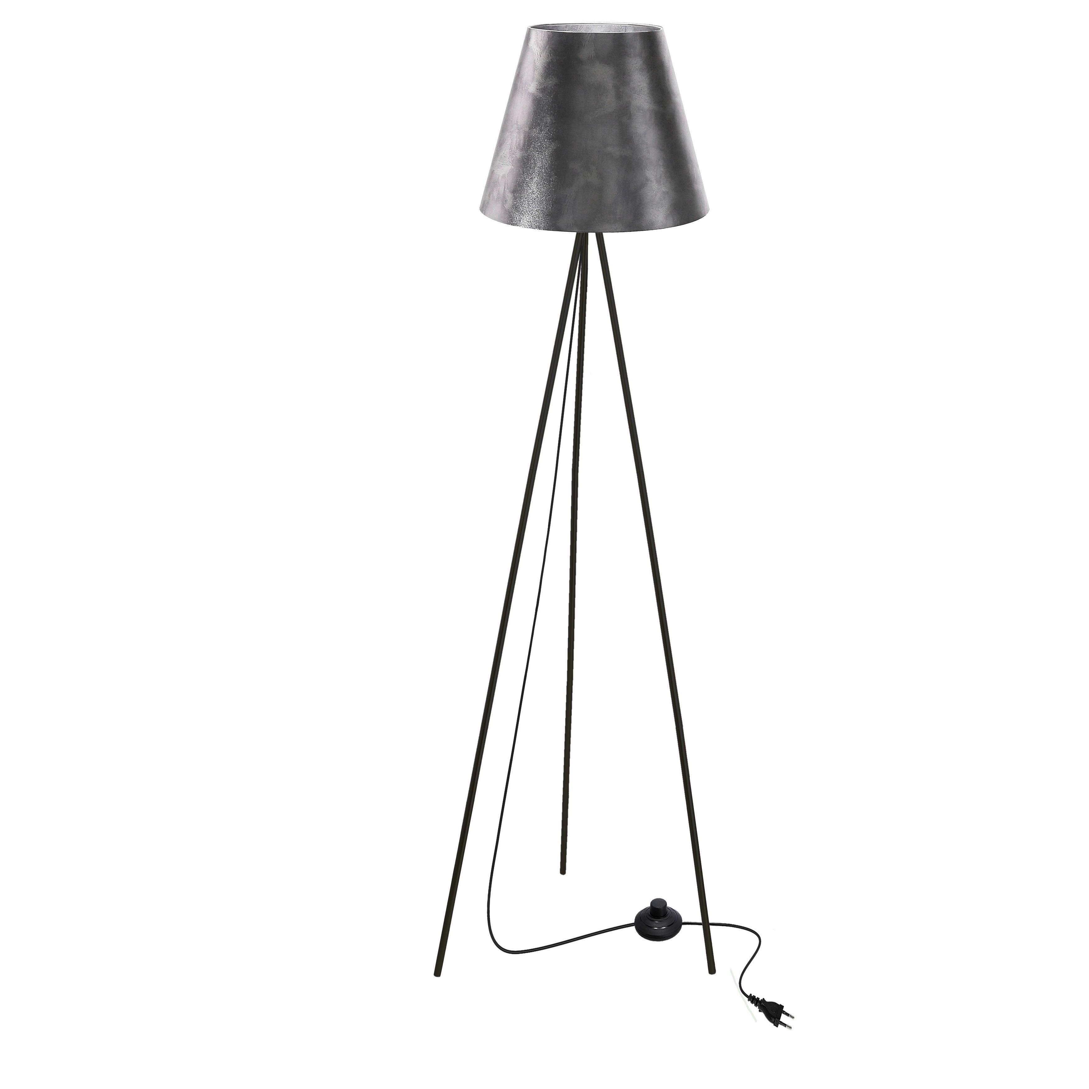 Stehleuchte 51-42576 Platino - Silberfarben/Schwarz, KONVENTIONELL, Kunststoff/Metall (48/48/150cm)