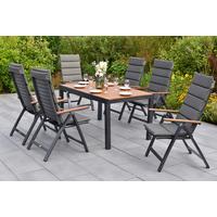 Gartentischgruppe Astros 13 -Teilig. Graphitfarben/Natur - Graphitfarben/Naturfarben, KONVENTIONELL, Kunststoff/Textil - Gardenson