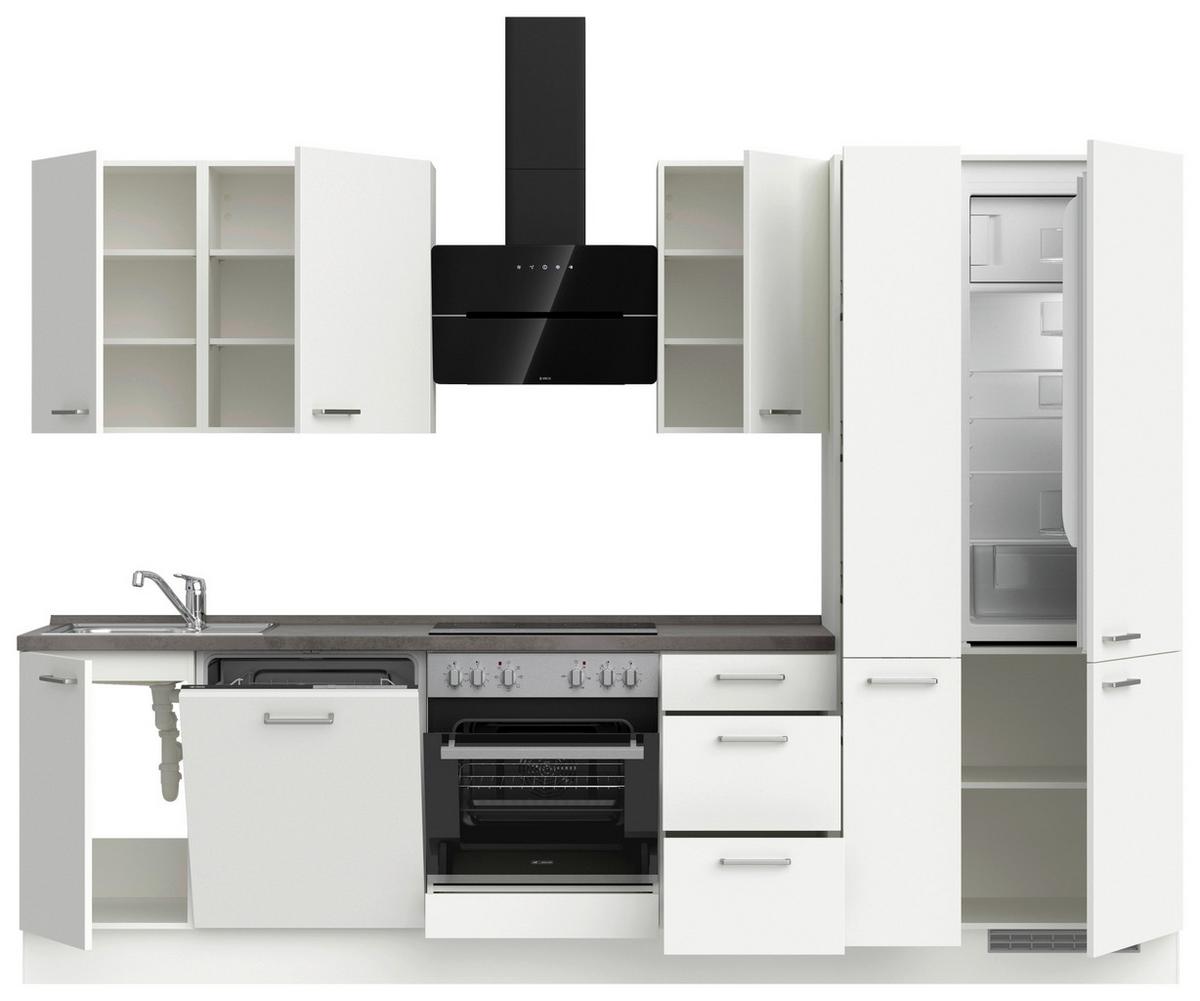 KÜCHENLEERBLOCK TOUCH HIGH - LINE, H7 RECHTS - Weiß/Grau, MODERN, Holzwerkstoff (300cm) - Nobilia