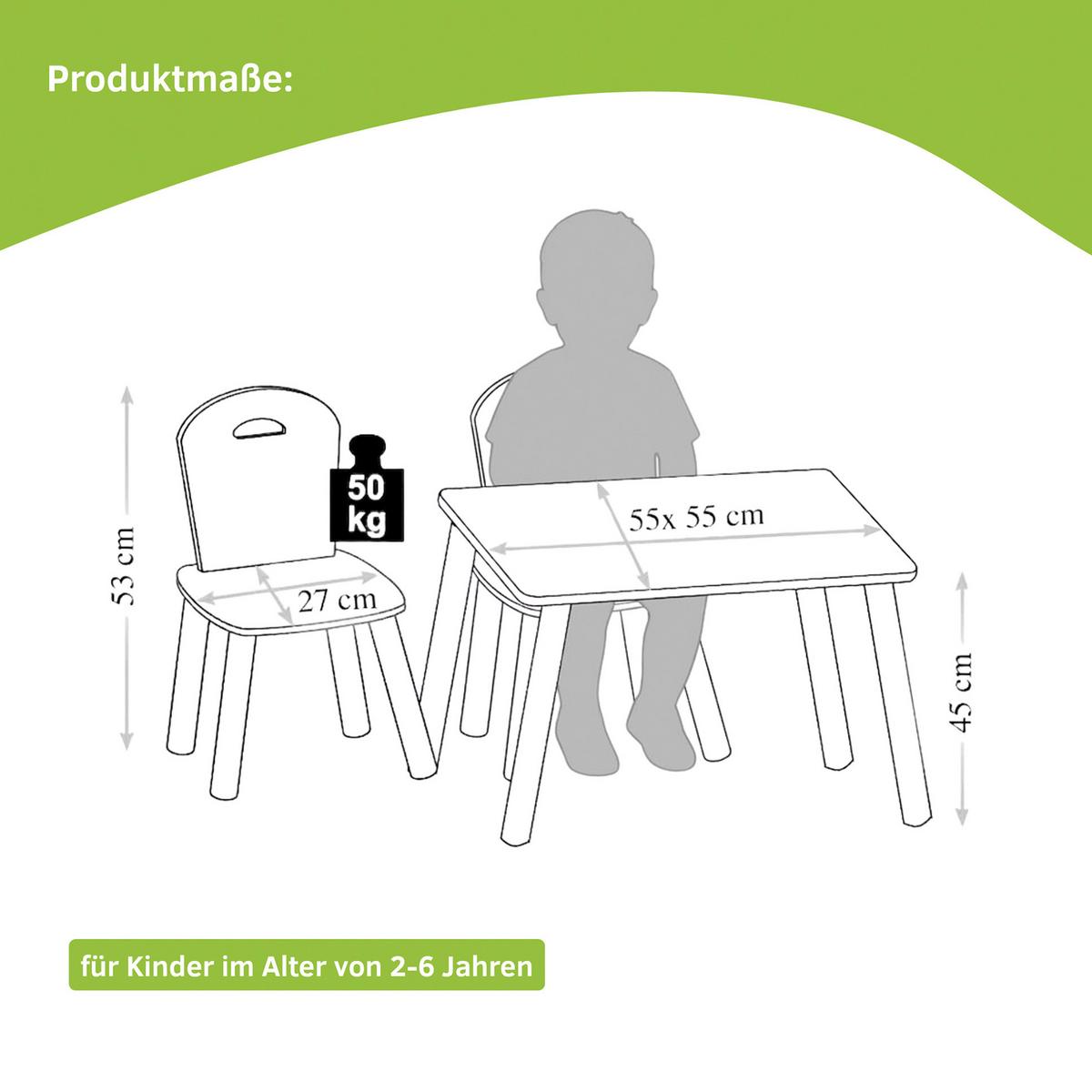 KINDERSITZGRUPPE MIT 2 STÜHLEN WEIß GRAU - Weiß/Grau, Basics, Holzwerkstoff - Kesper