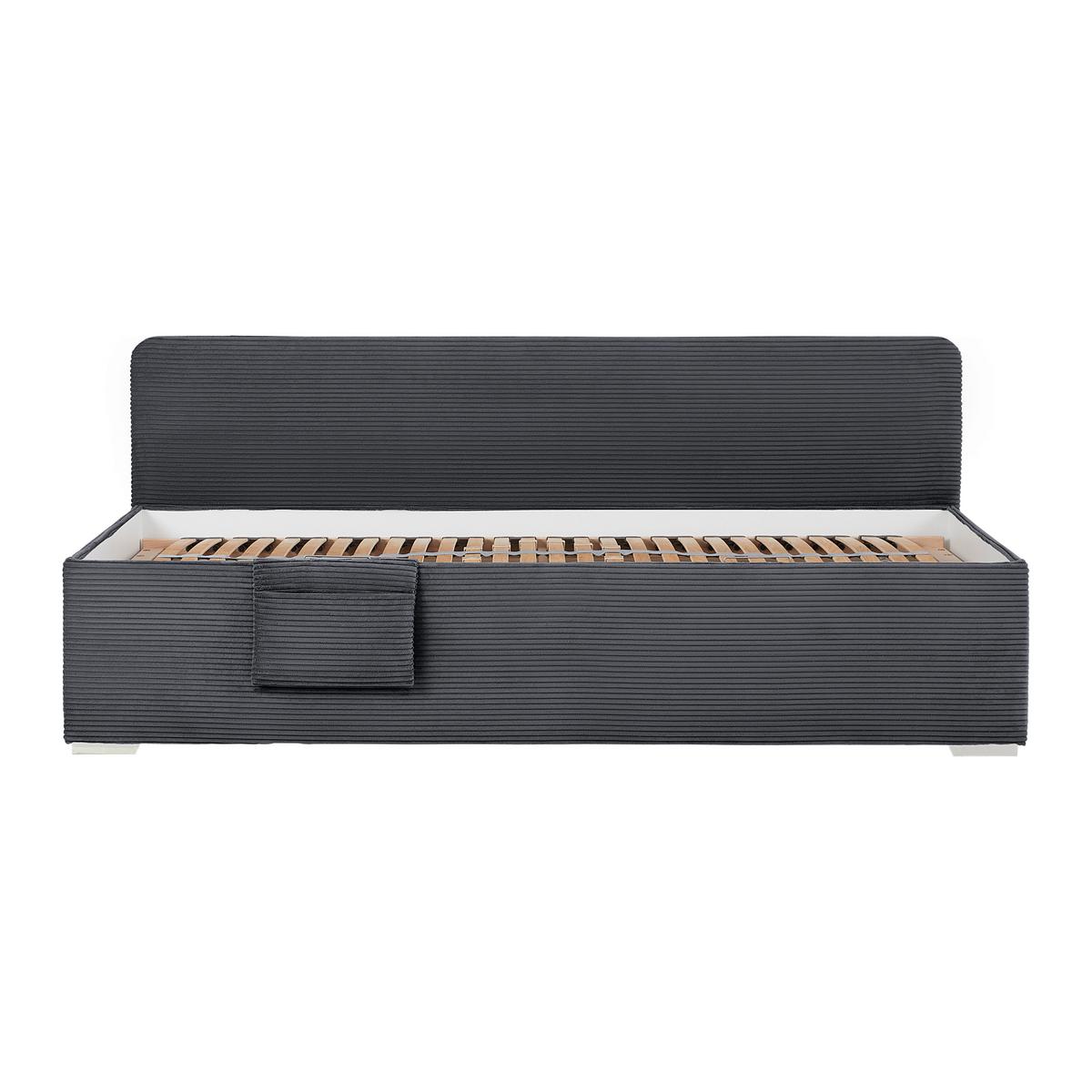 Posteľ Remi s bočnicami 90x200, poťah grafitový - prírodná farba/grafitová, Konventionell, drevo/textil (90/200cm) - Based