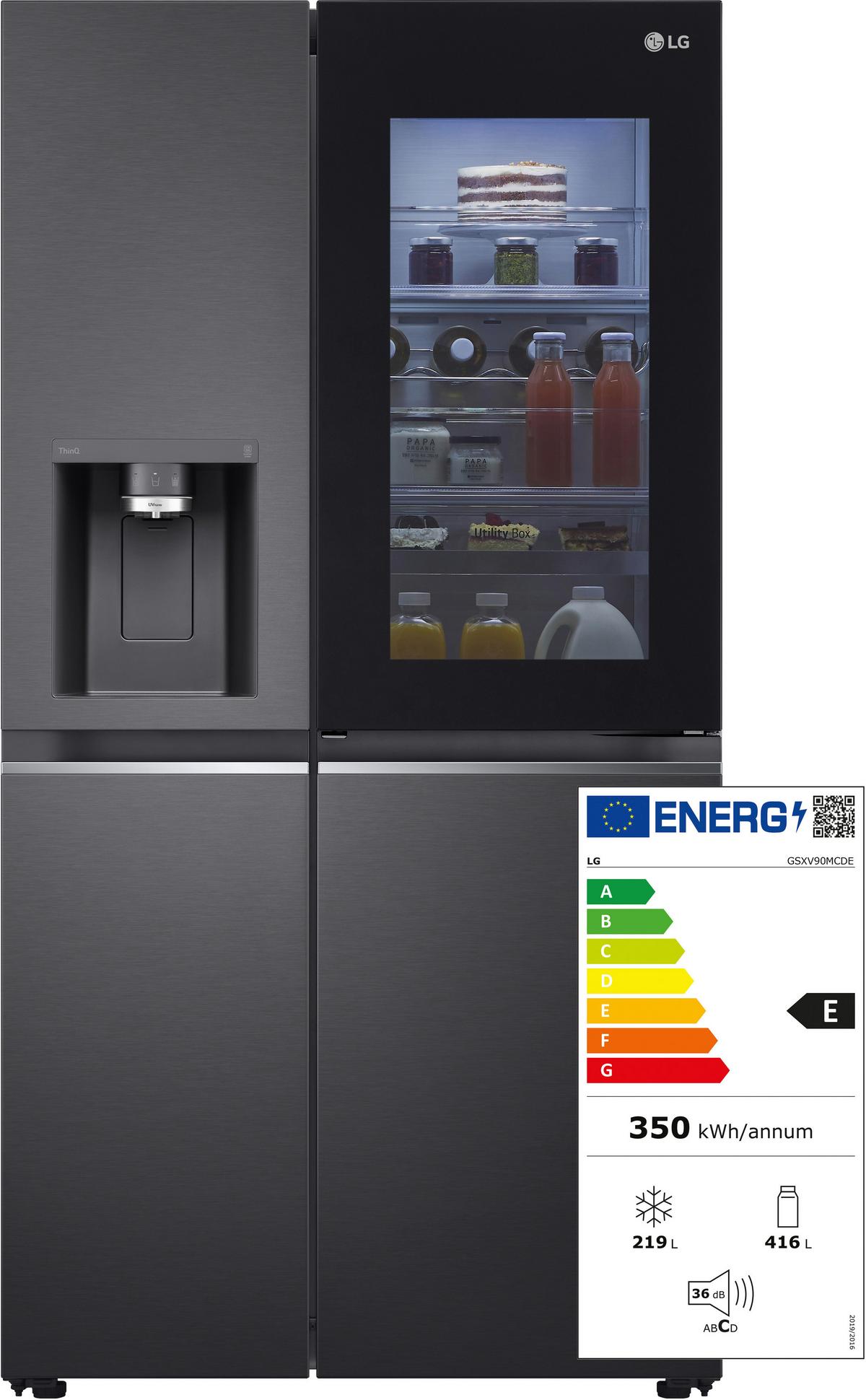 Side-by-side Gsxv90mcde Schwarz - Schwarz, Basics, Glas/Kunststoff (91,3/179/73,5cm) - LG