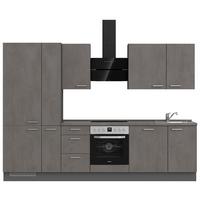 Kuchynská linka 300 cm, bridl.šedý betón/bridl.šedá - farba ušľachtilej ocele/bridlicová, Modern, kov/kompozitné drevo (300cm) - Nobilia