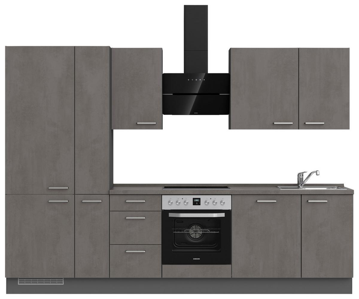 Kuchynská linka 300 cm, bridl.šedý betón/bridl.šedá - farba ušľachtilej ocele/bridlicová, Modern, kov/kompozitné drevo (300cm) - Nobilia