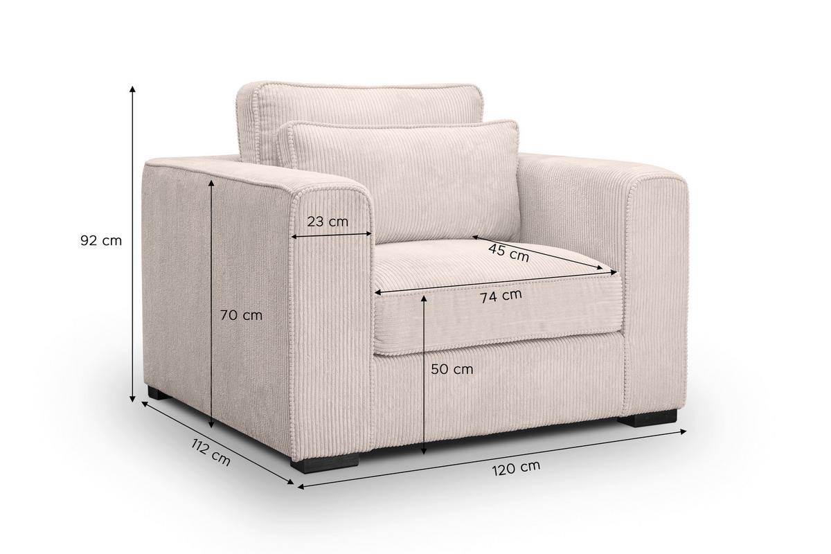 1,5-Sitzer Almera Greige B: 120cm - Greige/Schwarz, Basics, Holz/Textil (120/92/112cm) - MID.YOU