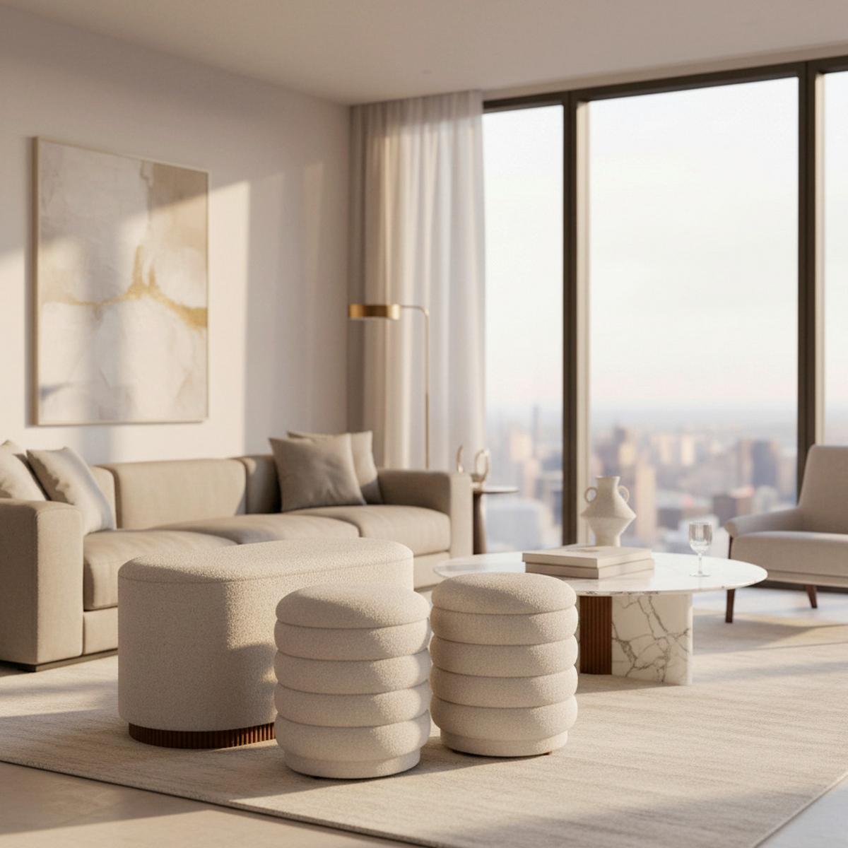 Lavice NINA s úl.prostorem, s 2 taburety, bílé buklé - bílá/přírodní barvy, Moderní, dřevo/kompozitní dřevo - Bessagi Home